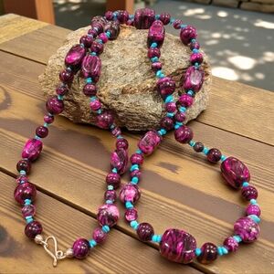 Jay King Mine Finds DTR Turquoise And Amethyst 925 Necklace - NEW